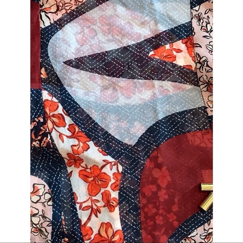 Shoshanna Silk Chiffon Floral Paisley Patchwork Tie Neck Blouse - Picture 10 of 13